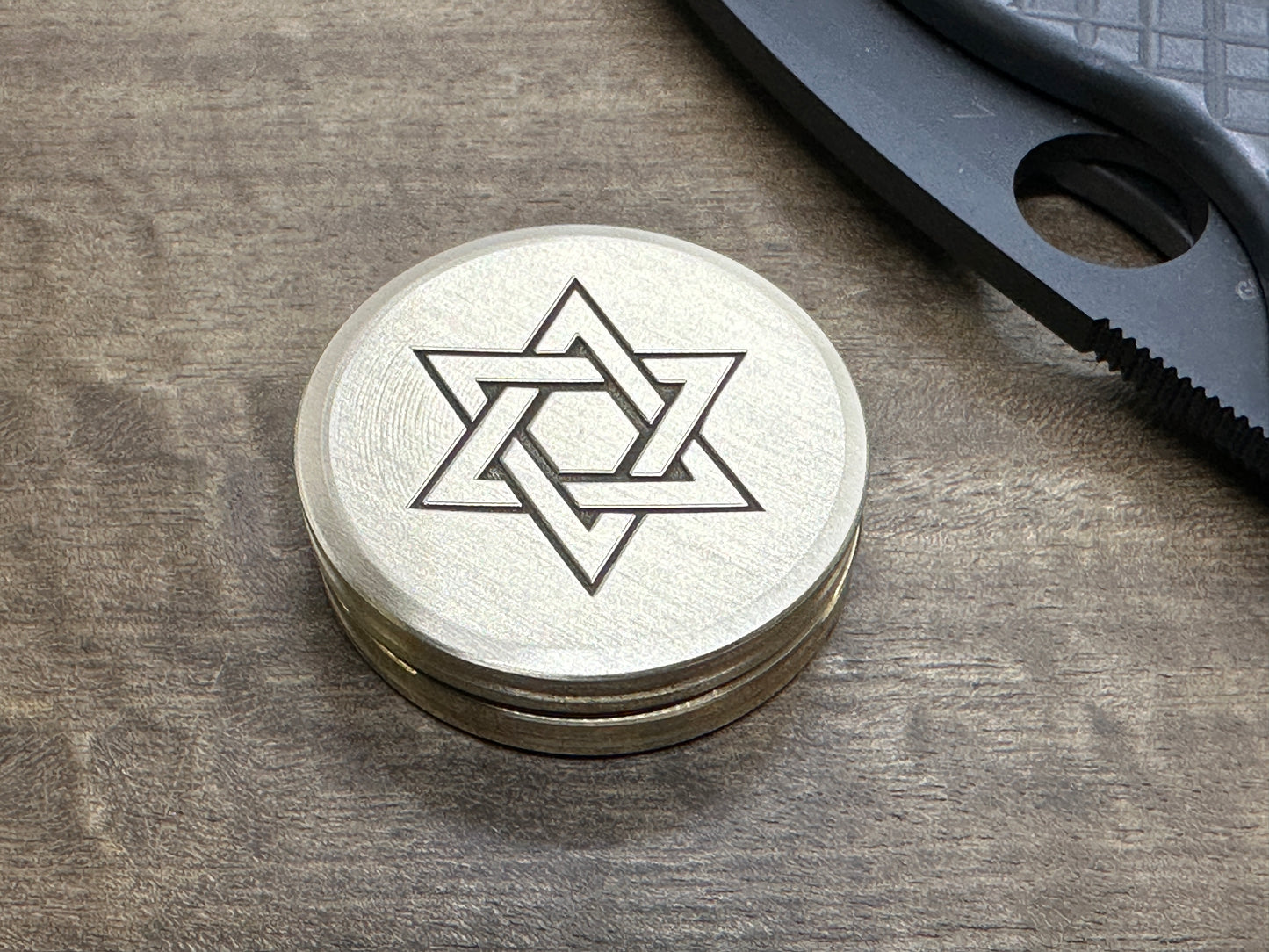 Stars of David engraved Brass HAPTIC Coins CLICKY fidget