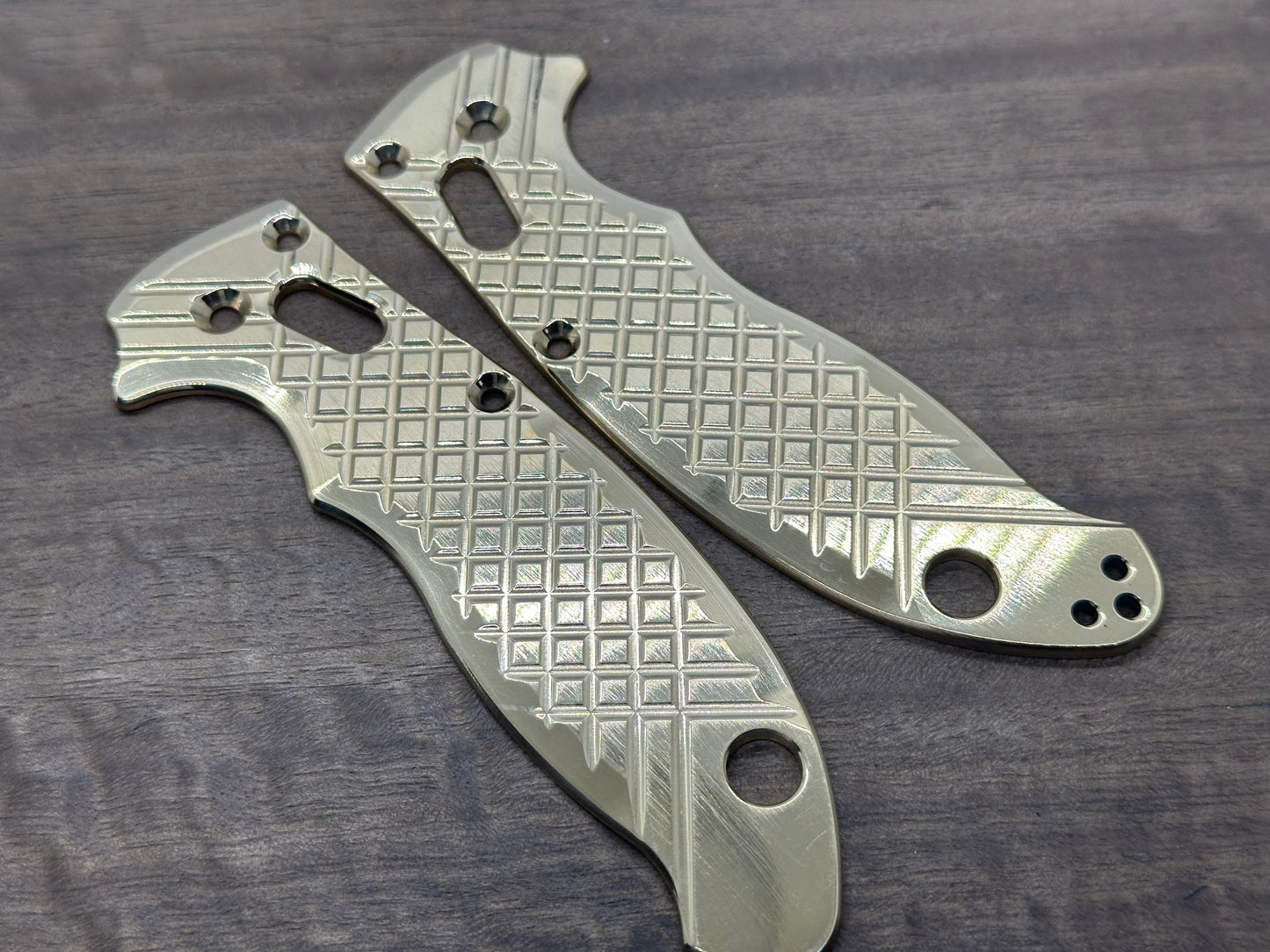 FRAG Cnc milled Polished Brass Scales for Spyderco MANIX 2