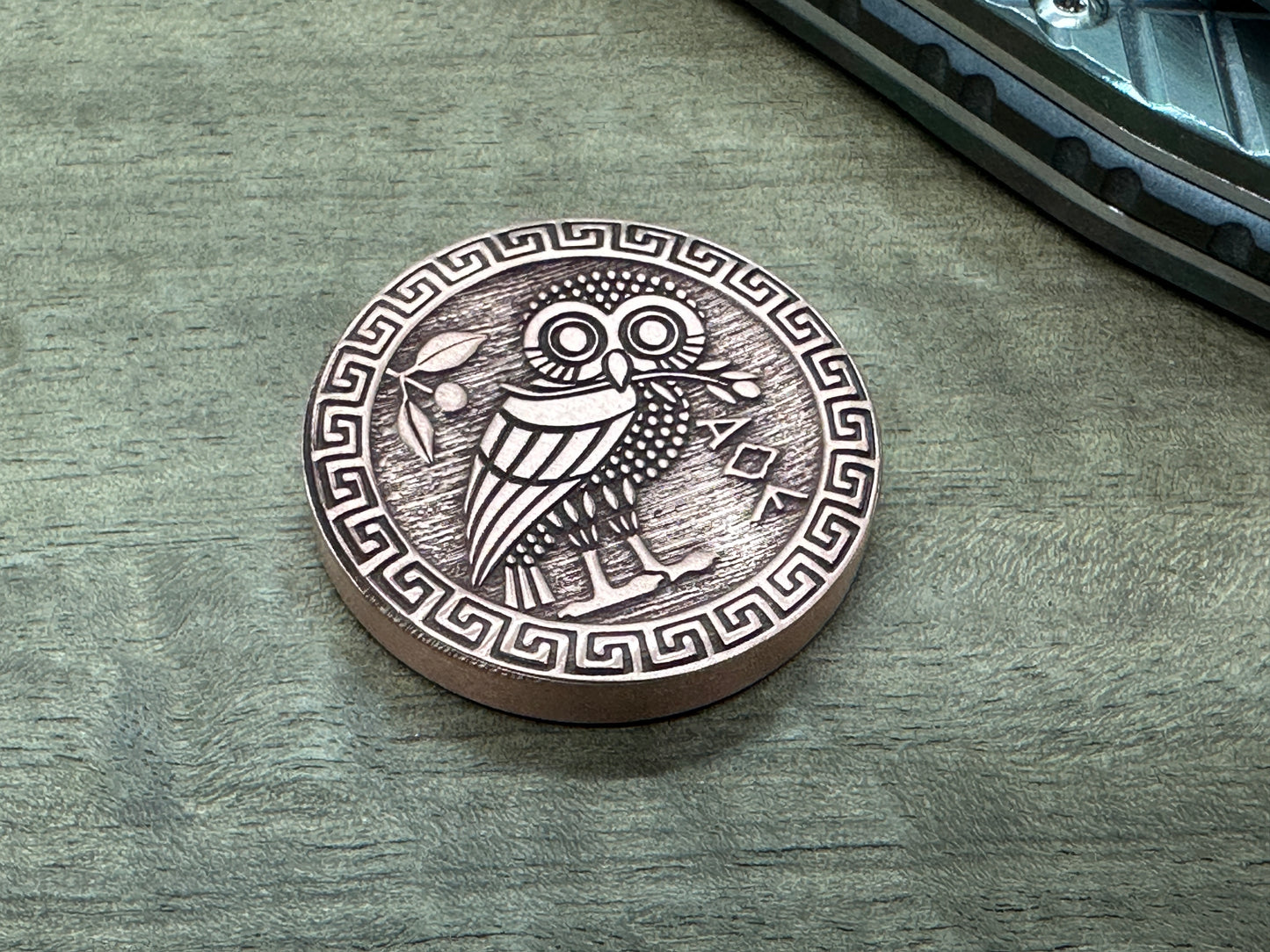 3 Sizes The OWL deep engraved Copper Worry Coin