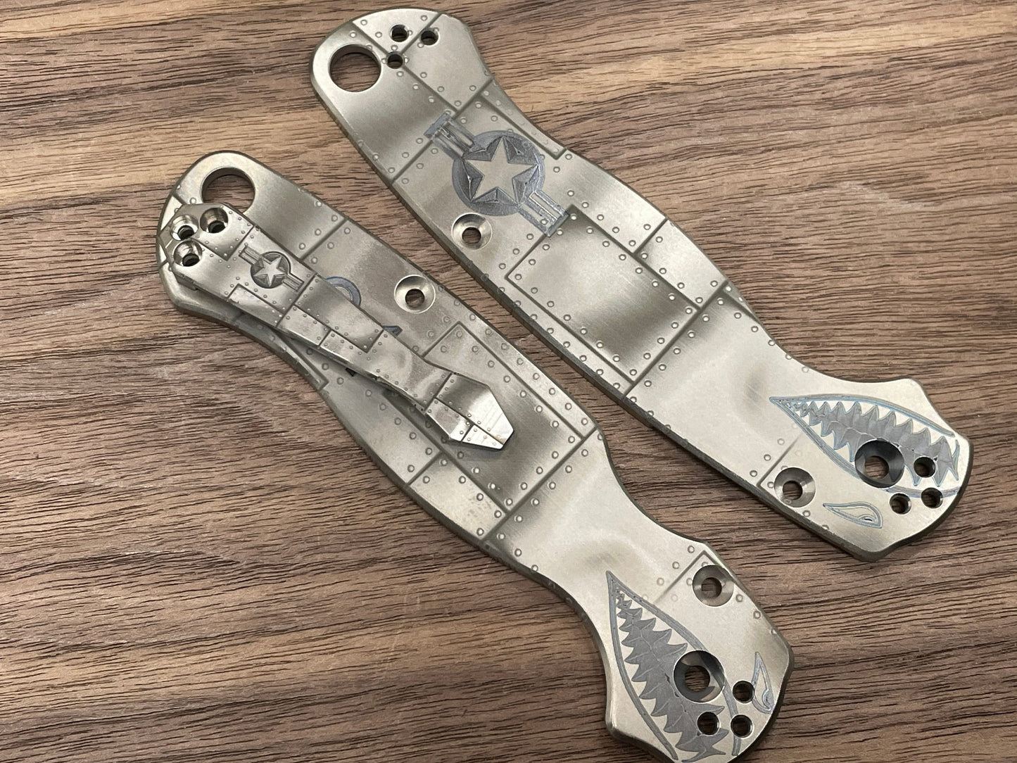 P40 Style Riveted engraved Dmd Titanium CLIP for most Spyderco models