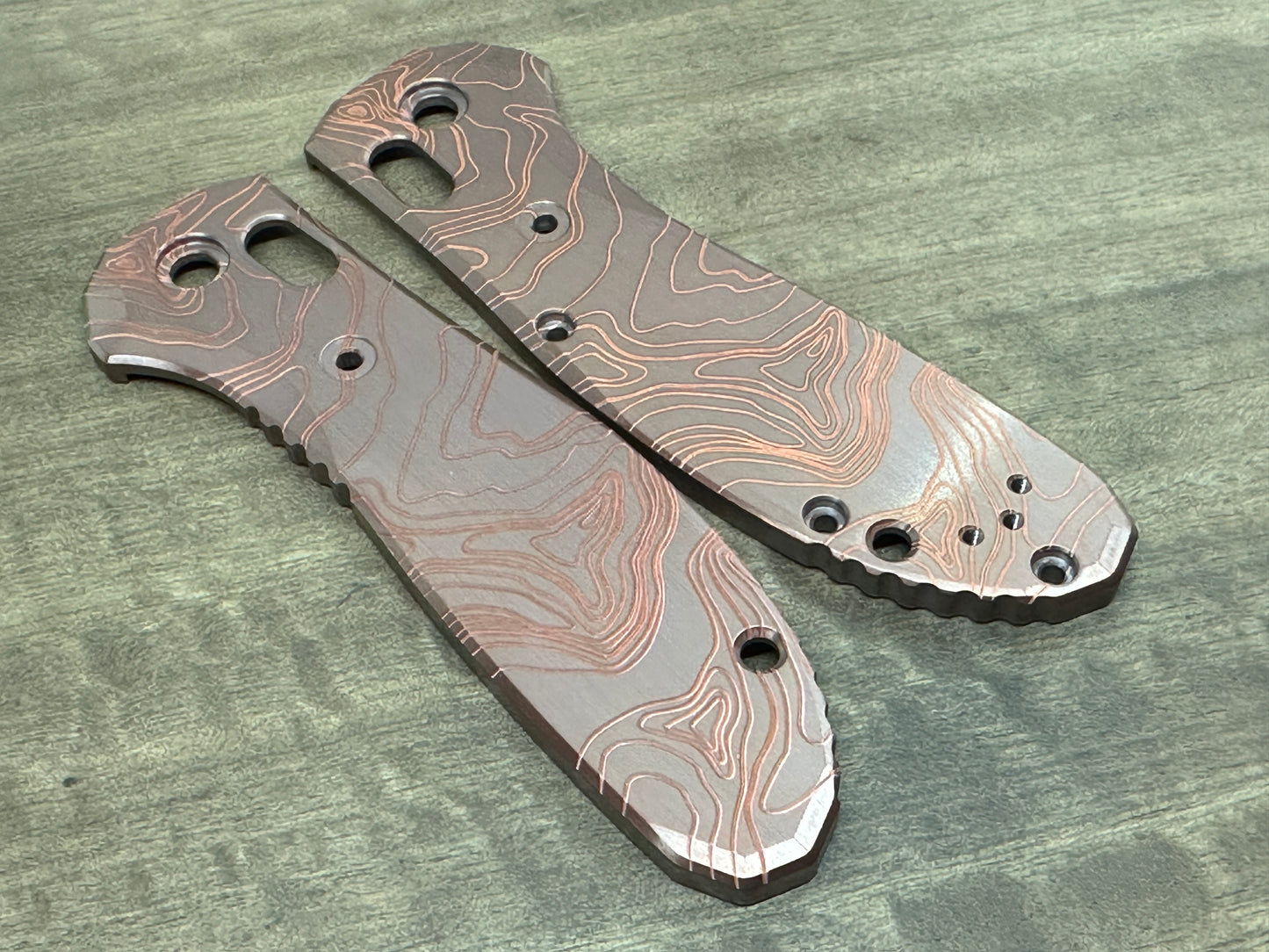 TOPO engraved Dark COPPER Scales for Benchmade GRIPTILIAN 551 & 550