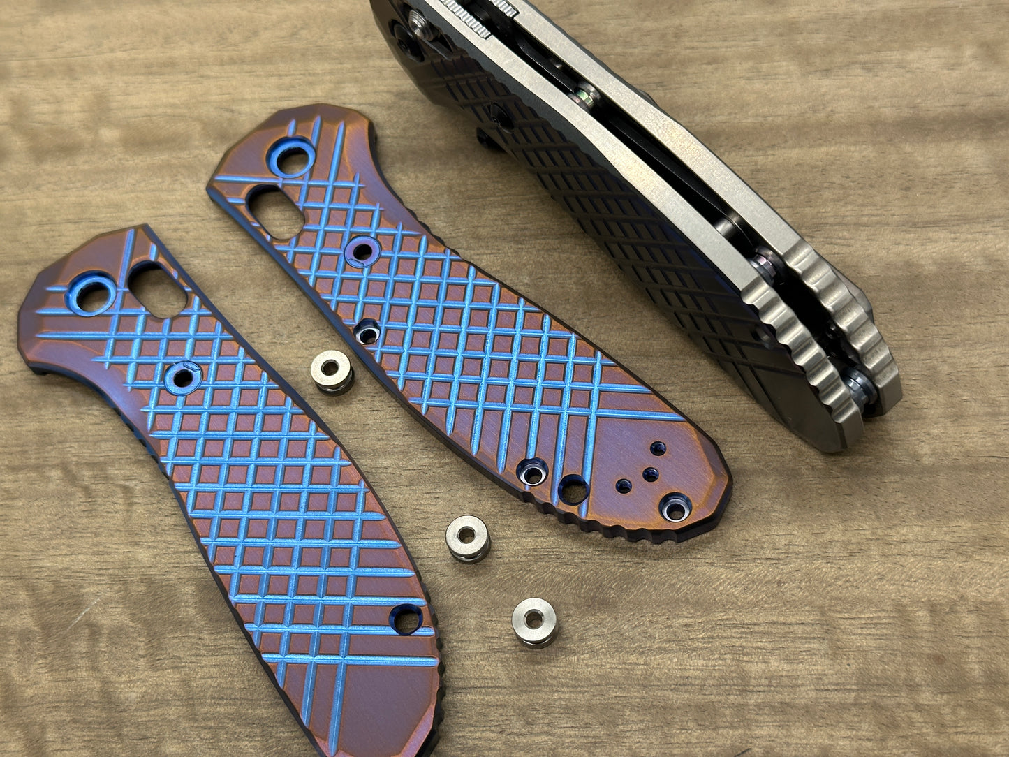 2 Tone (Blue-Purple) FRAG Cnc milled Scales for Benchmade GRIPTILIAN 551 & 550