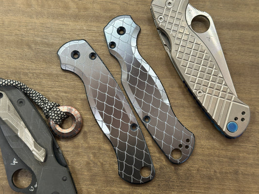 DRAGONSKIN Black engraved Titanium scales for Spyderco Paramilitary 2 PM2