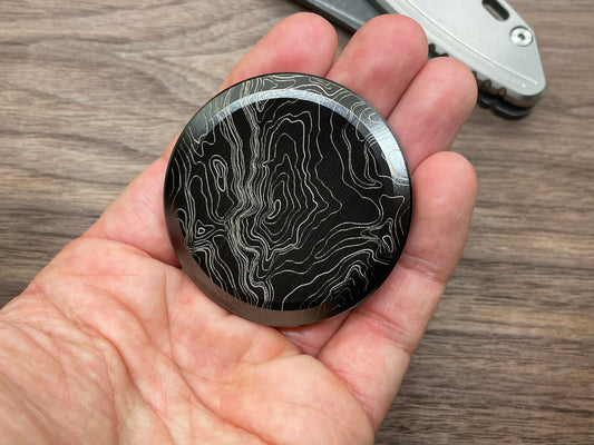 4 Sizes Black TOPO engraved Stainless Steel Worry Coin