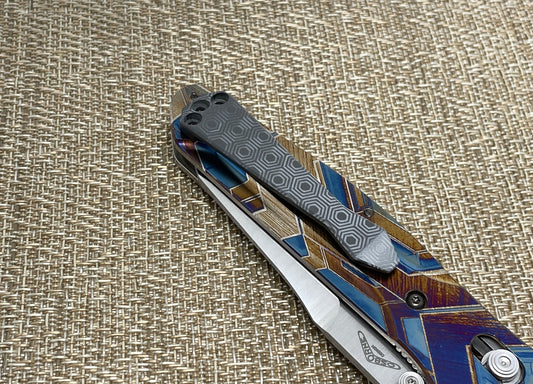 HONEYCOMB engraved Black Zirconium Dmd CLIP for most Benchmade models