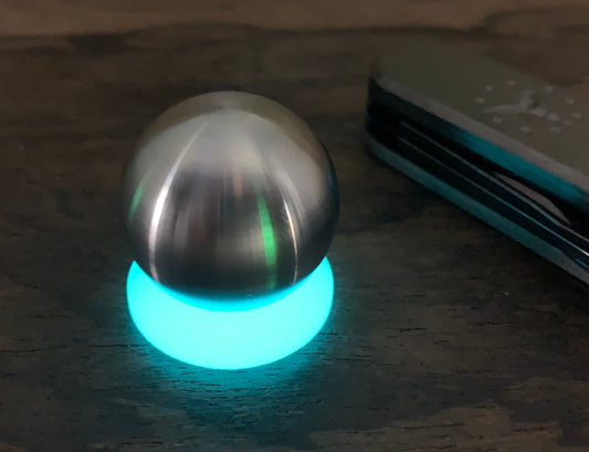 1" Solid Stainless Steel SPHERE + Glow in the dark stand