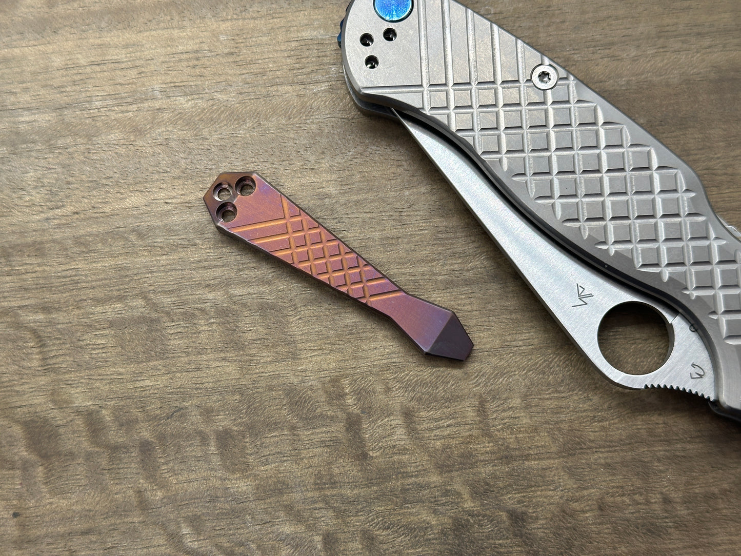 Bronze Purple ano FRAG Cnc milled Titanium CLIP for most Spyderco models