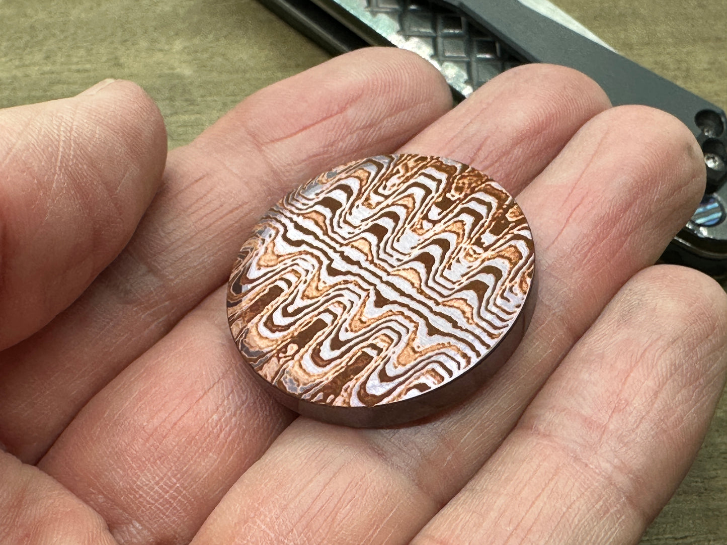 3 Sizes Dark RIPPLE engraved Copper Worry Coin