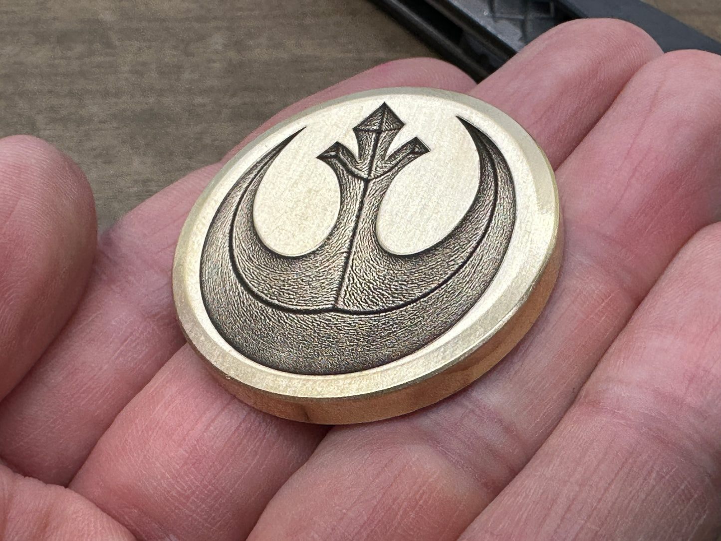 3 Sizes JEDI Rebel Alliance engraved Backside Dama LADDER Brass Worry Coin