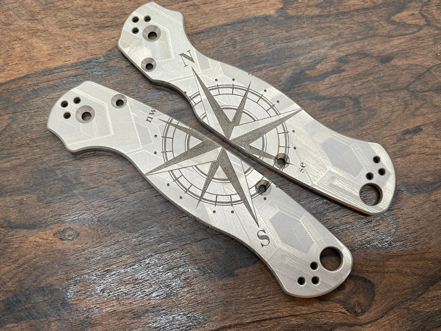 COMPASS Engraved Titanium scales for Spyderco Paramilitary 2 PM2