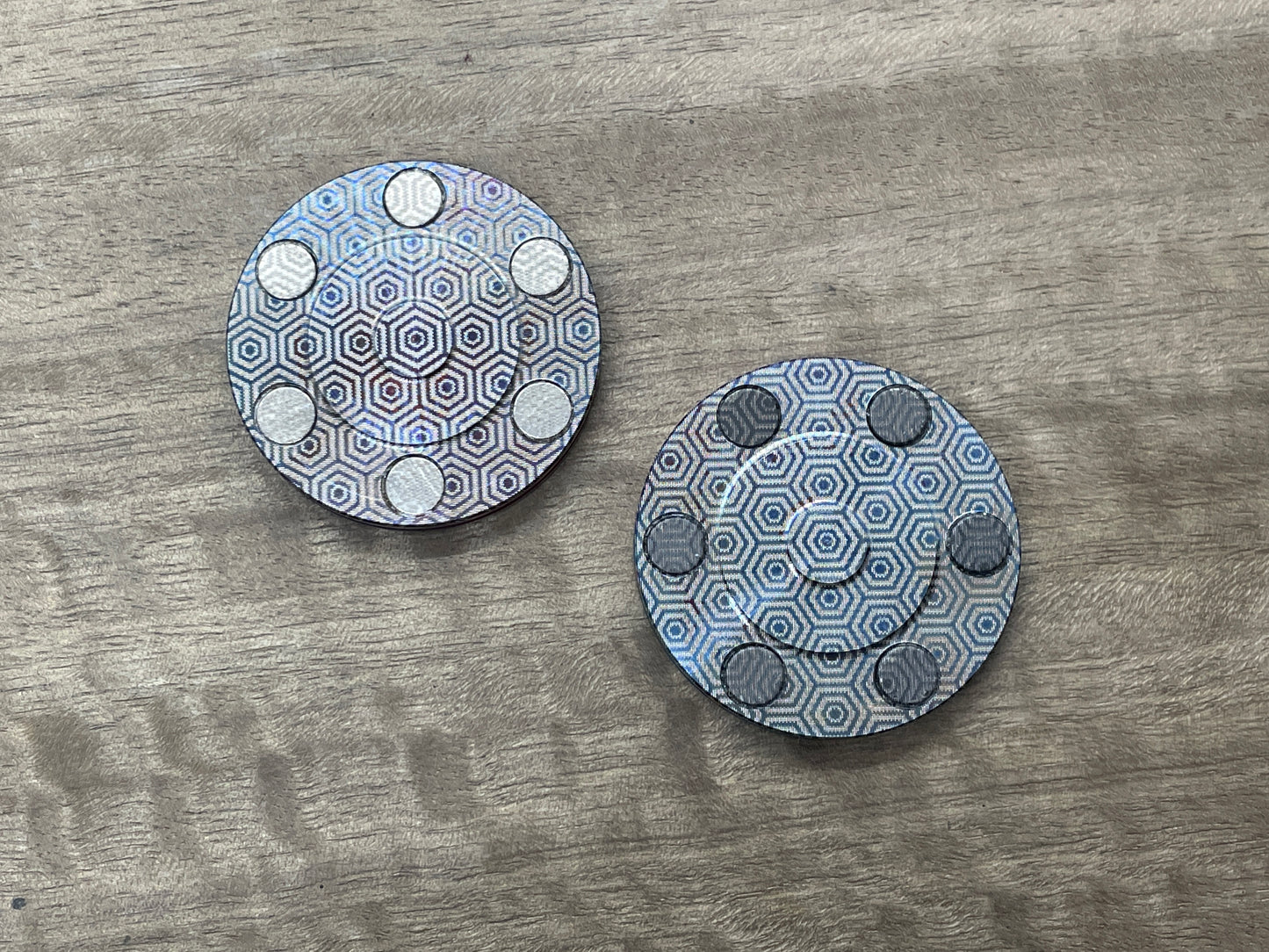 Blue Flamed COMPASS Stainless Steel CLICKY HAPTIC Coins Fidget