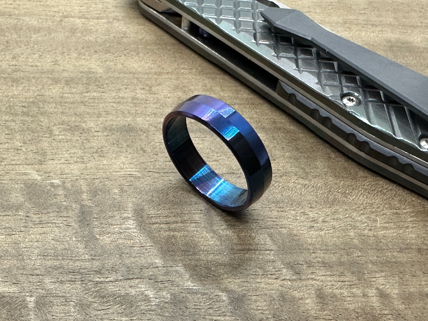 LITE Flamed Blue-Purple GREEK Ascoloy Ring US Size: 12 / Pendant / SpinTop Stand