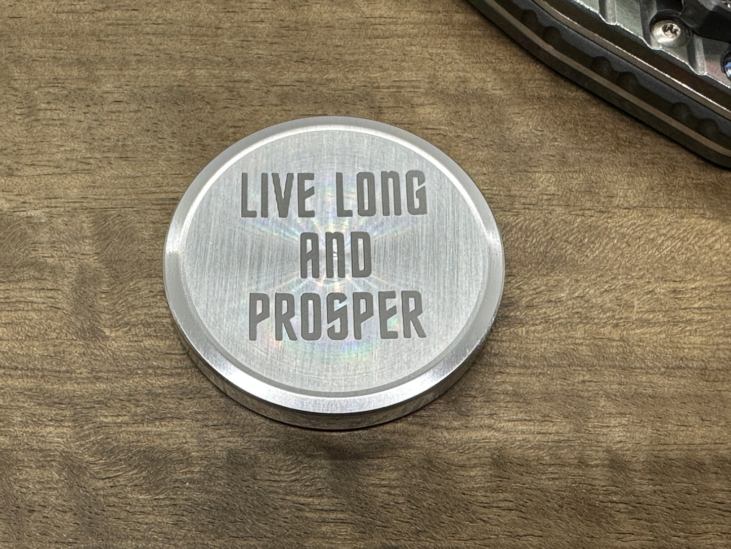 4 sizes LIVE LONG and PROSPER engraved Aerospace grade Aluminum Worry Coin