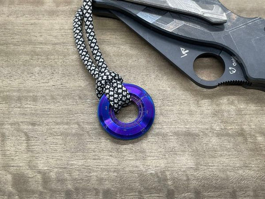 COMPASS Flamed engraved Titanium lanyard bead Paracord bead Dog tag