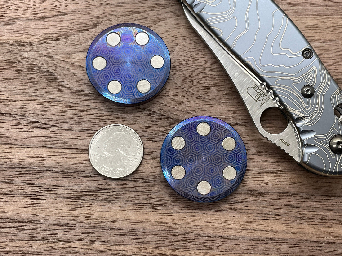 ORBITER HAPTIC Coins Flamed Honeycomb Titanium Haptic Coins Fidget