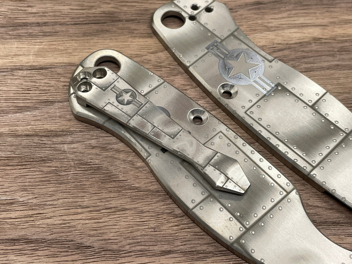 P40 Style Riveted engraved Dmd Titanium CLIP for most Spyderco models