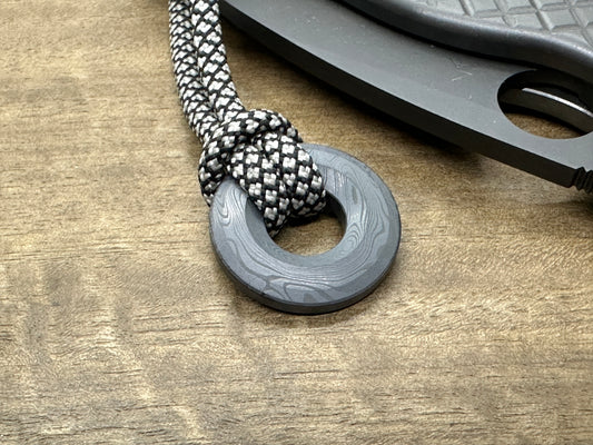 Dama FISH pattern engraved Black TUNGSTEN lanyard bead Paracord bead Dog tag