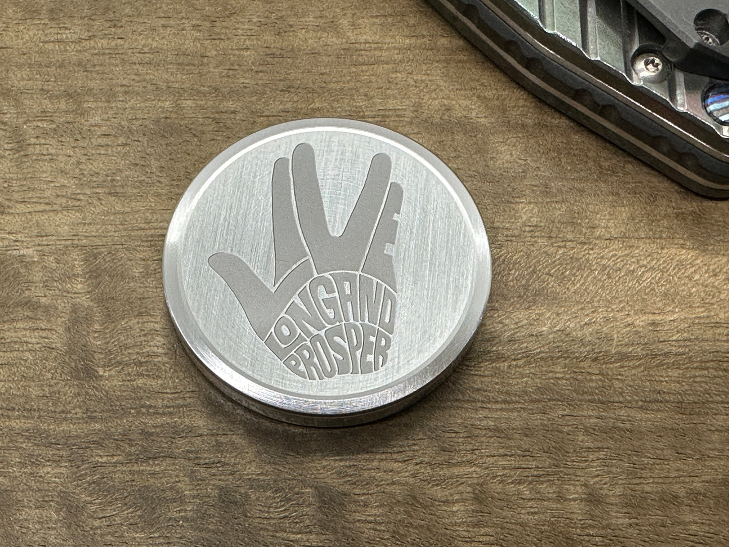 4 sizes LIVE LONG and PROSPER engraved Aerospace grade Aluminum Worry Coin