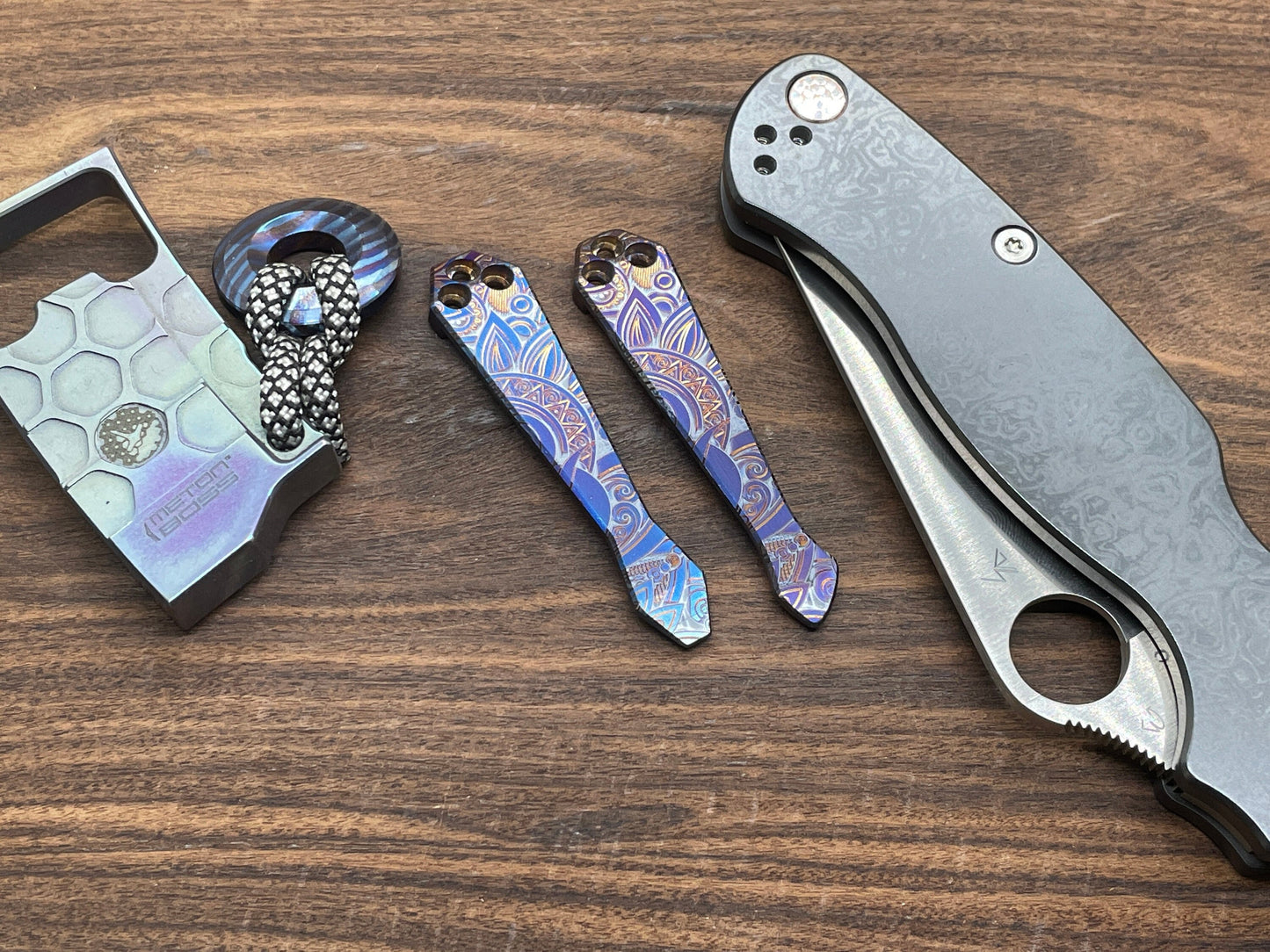 SUNRISE heat ano engraved Dmd Titanium CLIP for most Spyderco models