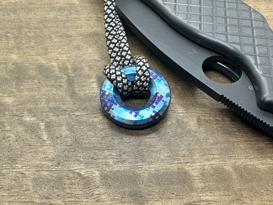 Jigsaw Puzzle Blue engraved TITANIUM lanyard bead Paracord bead Beard bead