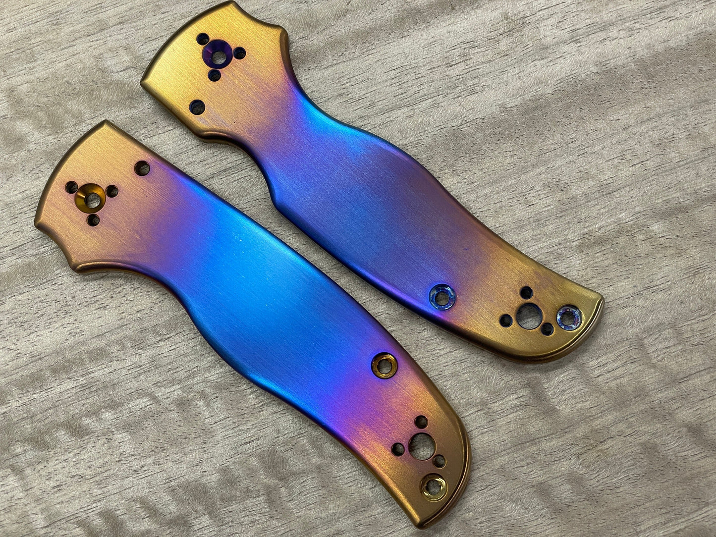 Golden Flamed Titanium Scales for SHAMAN Spyderco