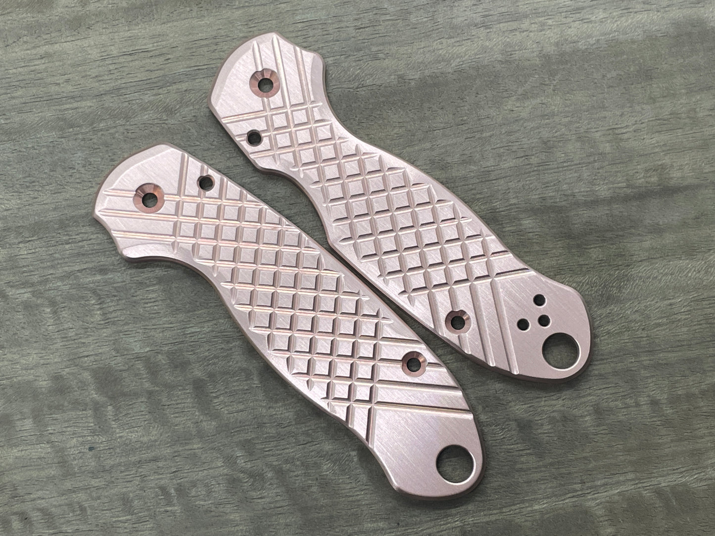 FRAG Cnc milled BRUSHED Copper Scales for Spyderco Para 3