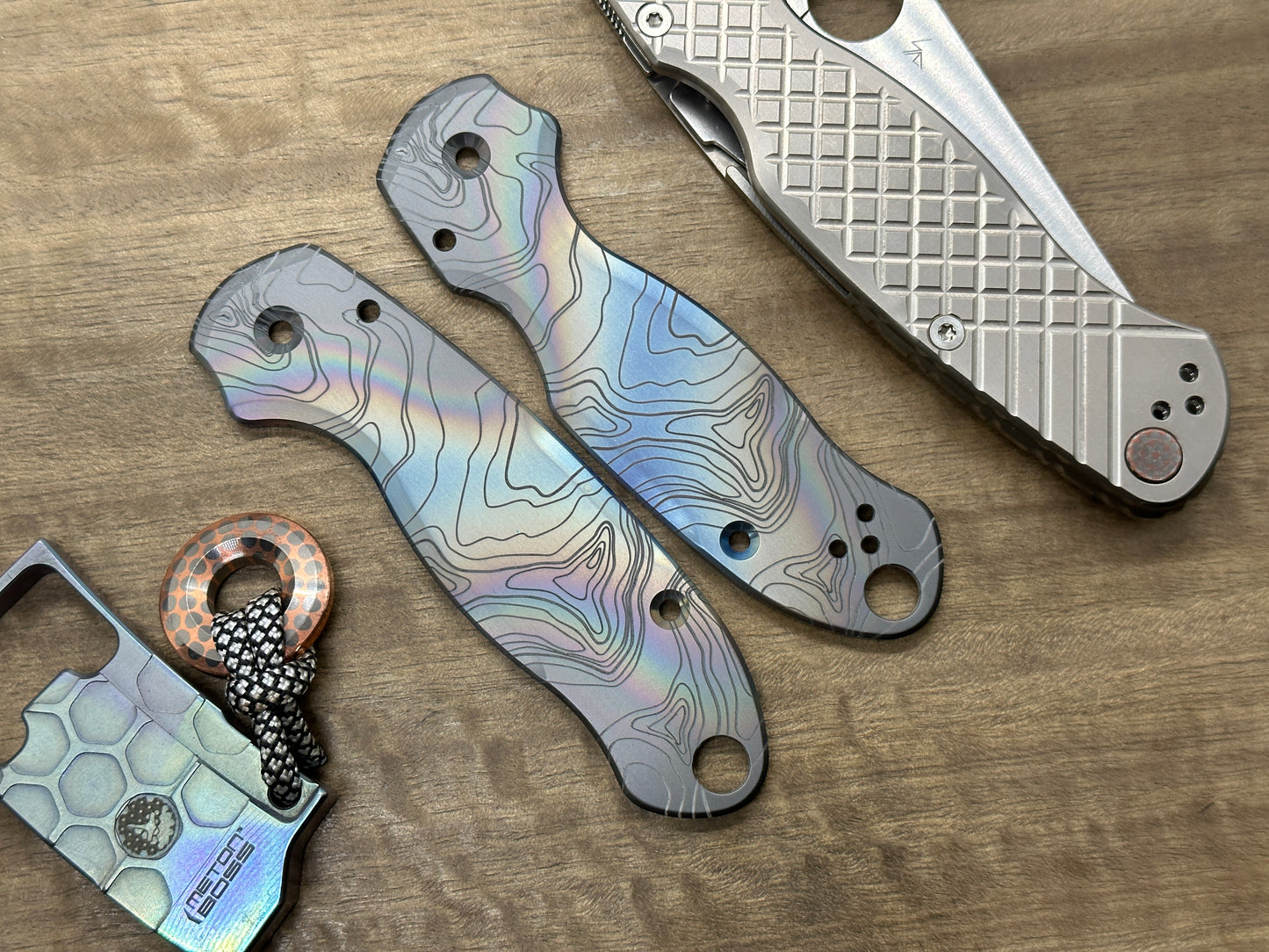 TOPO Rainbow engraved Zirconium Scales for Spyderco Para 3