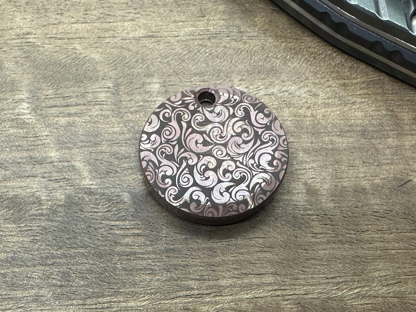 Dark VICTORIA engraved Copper PENDANT Keychain