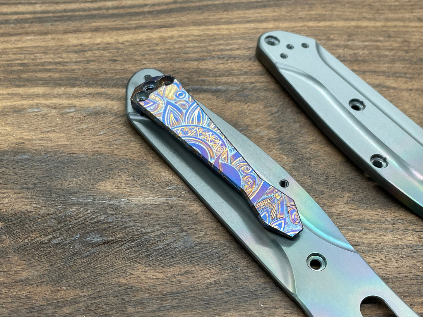 Flamed SUNRISE heat ano engraved Dmd Titanium CLIP for most Benchmade models