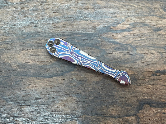 Mokume pattern heat ano engraved Titanium Spidy CLIP for most Spyderco models