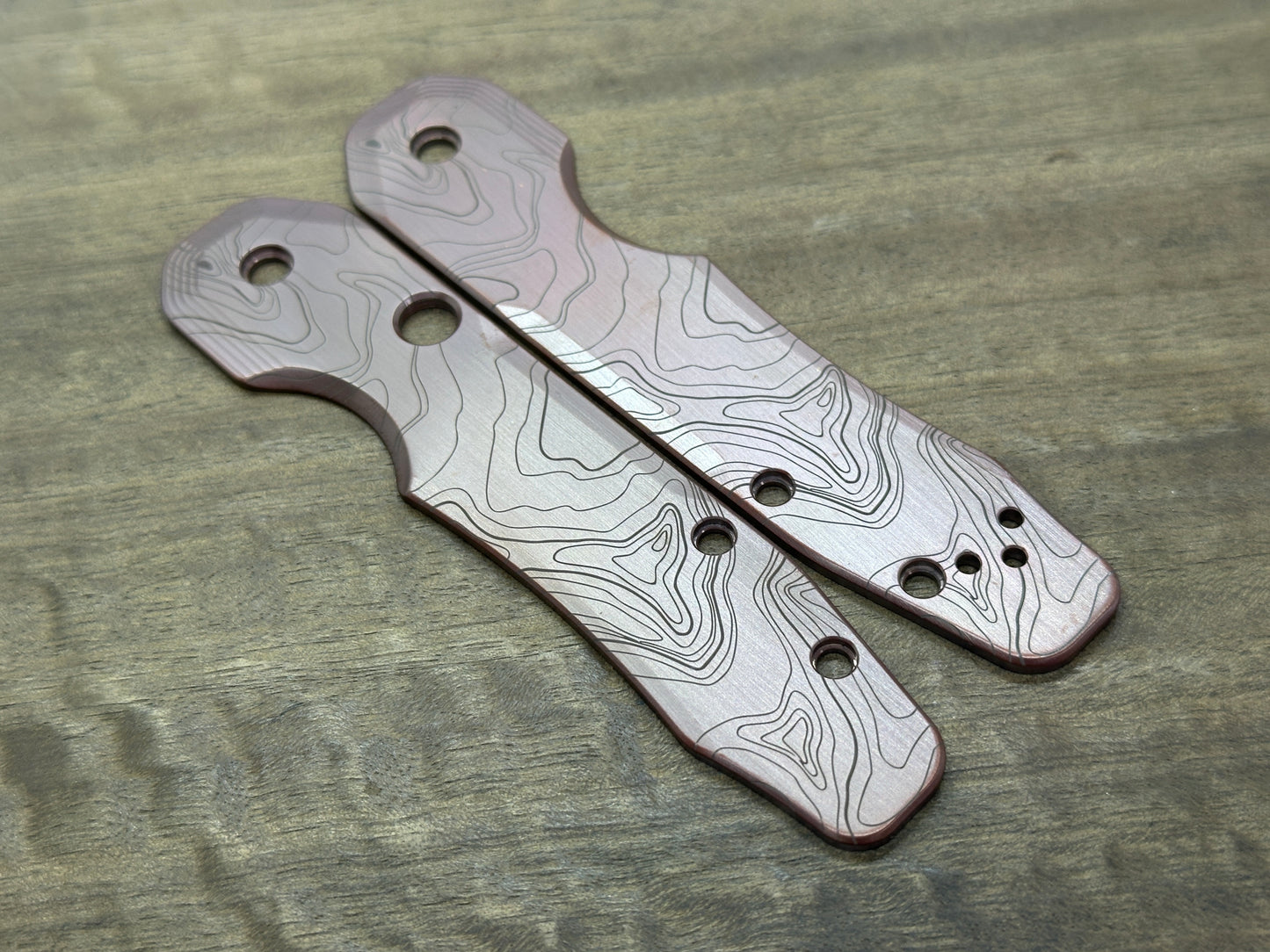 Dark TOPO engraved Copper Scales for Spyderco SMOCK