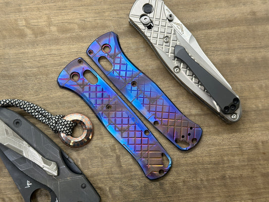 RIVETED AIRPLANE Flamed FRAG Cnc milled Titanium Scales for Benchmade Bugout 535
