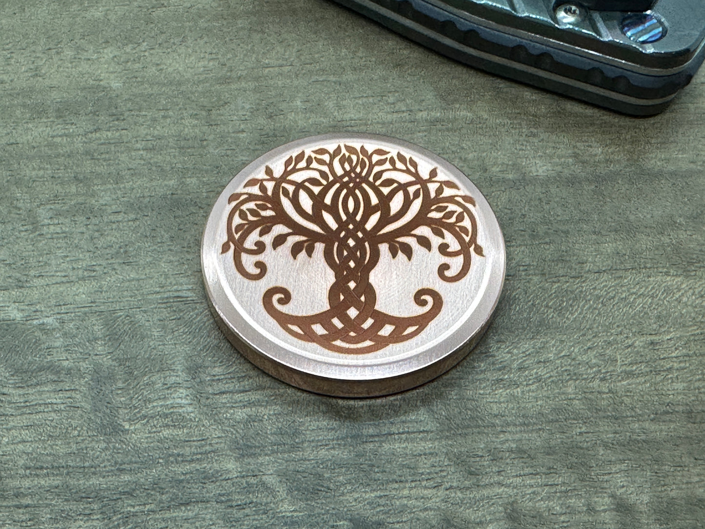 3 Sizes TREE of LIFE / Celtic Cross Copper Worry Coin