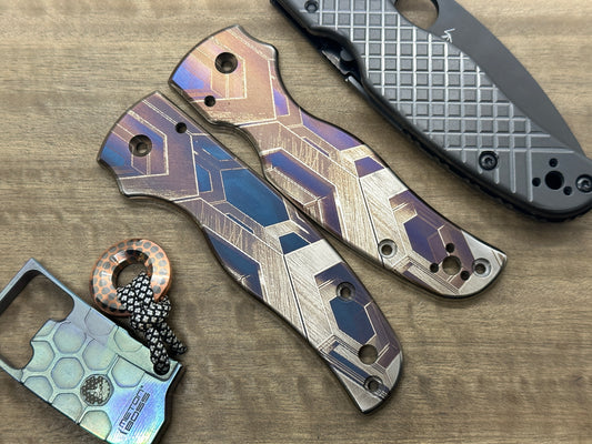 FALCON heat ano engraved Titanium Scales for SHAMAN Spyderco