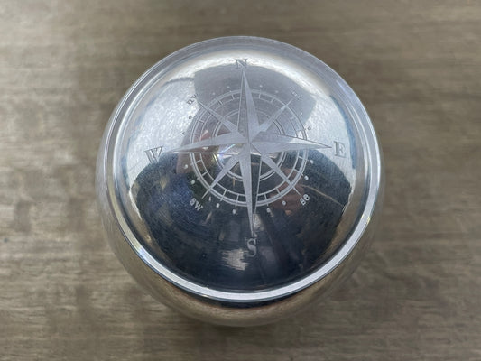 2.15" Polished COMPASS engraved Solid Giga Aluminum SPHERE +TurboGlow stand