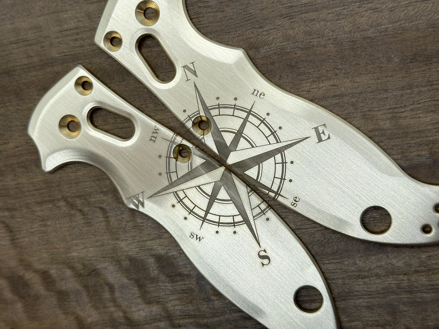 COMPASS engraved Brass scales for Spyderco MANIX 2