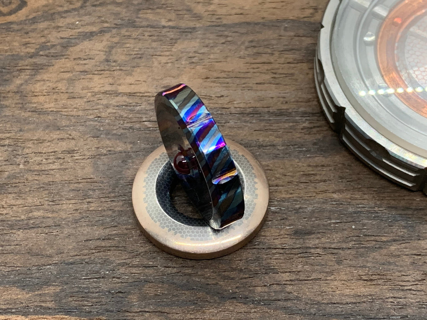 1" ZircuTi TWIST Spinning Worry Coin Black Timascus Spinning Coin