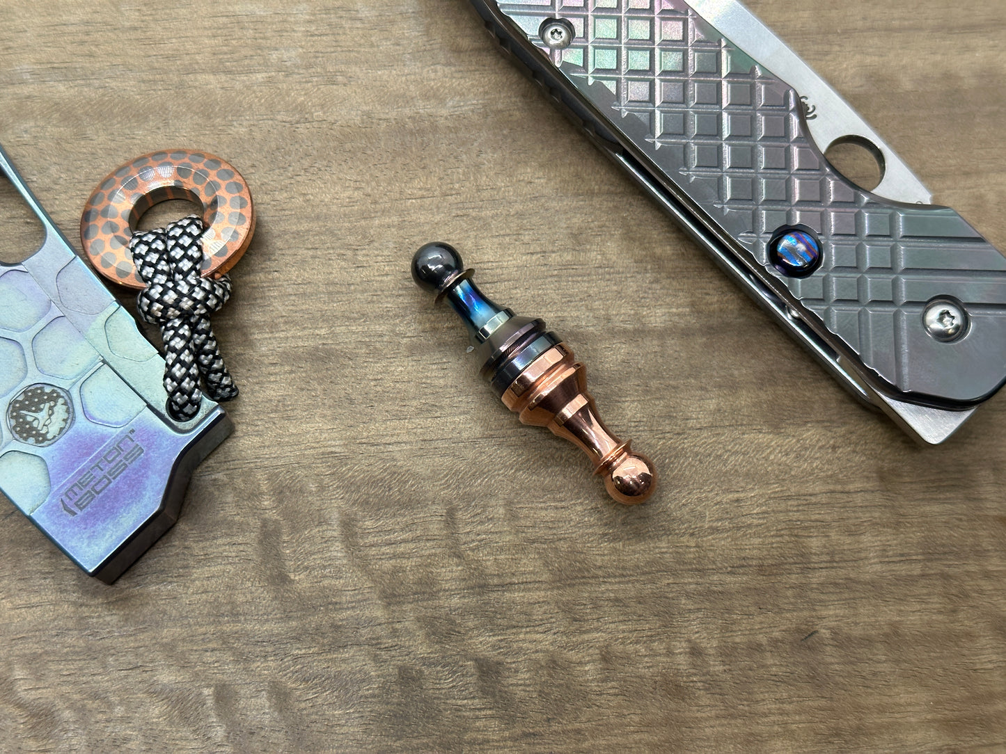 Oil-Slick Polished Zirconium & Copper Haptic-PAWN Slider Chess Pawn fidget