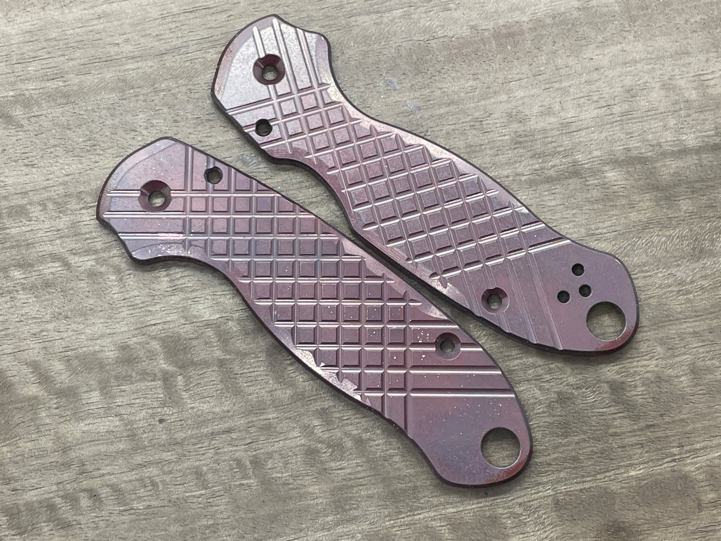 FRAG Cnc milled Dark STONE WASHED Copper Scales for Spyderco Para 3