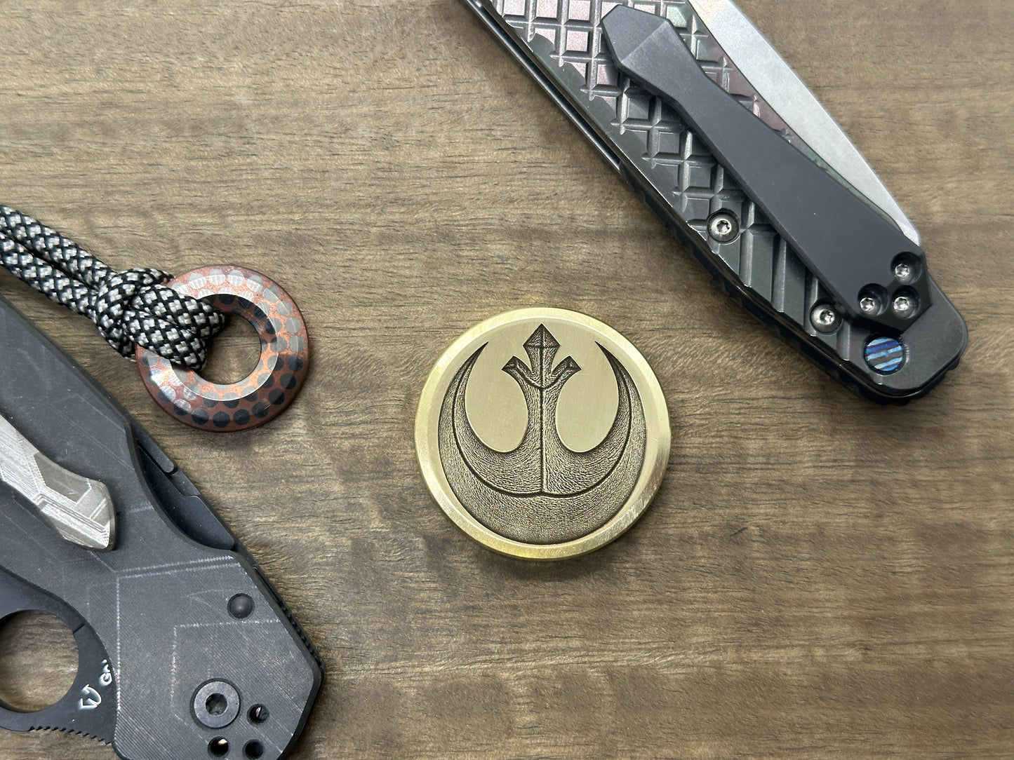 3 Sizes JEDI Rebel Alliance engraved Backside Dama LADDER Brass Worry Coin