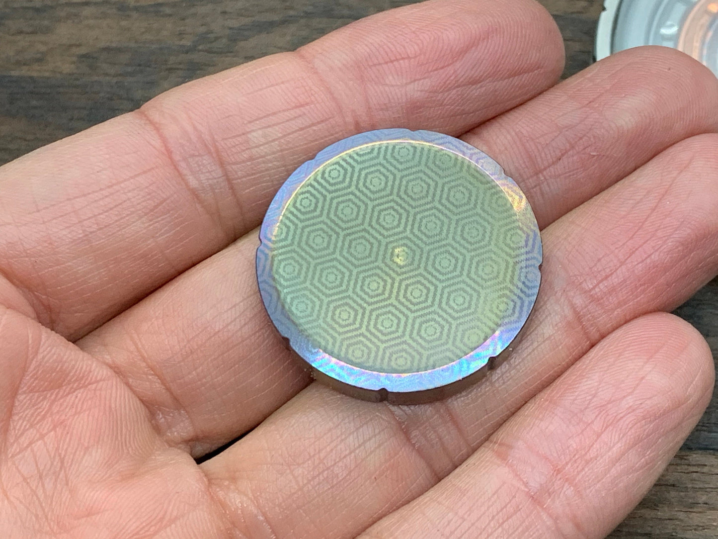 TEAL-Magenta Honeycomb Titanium Spinning Worry Coin Spinning Top