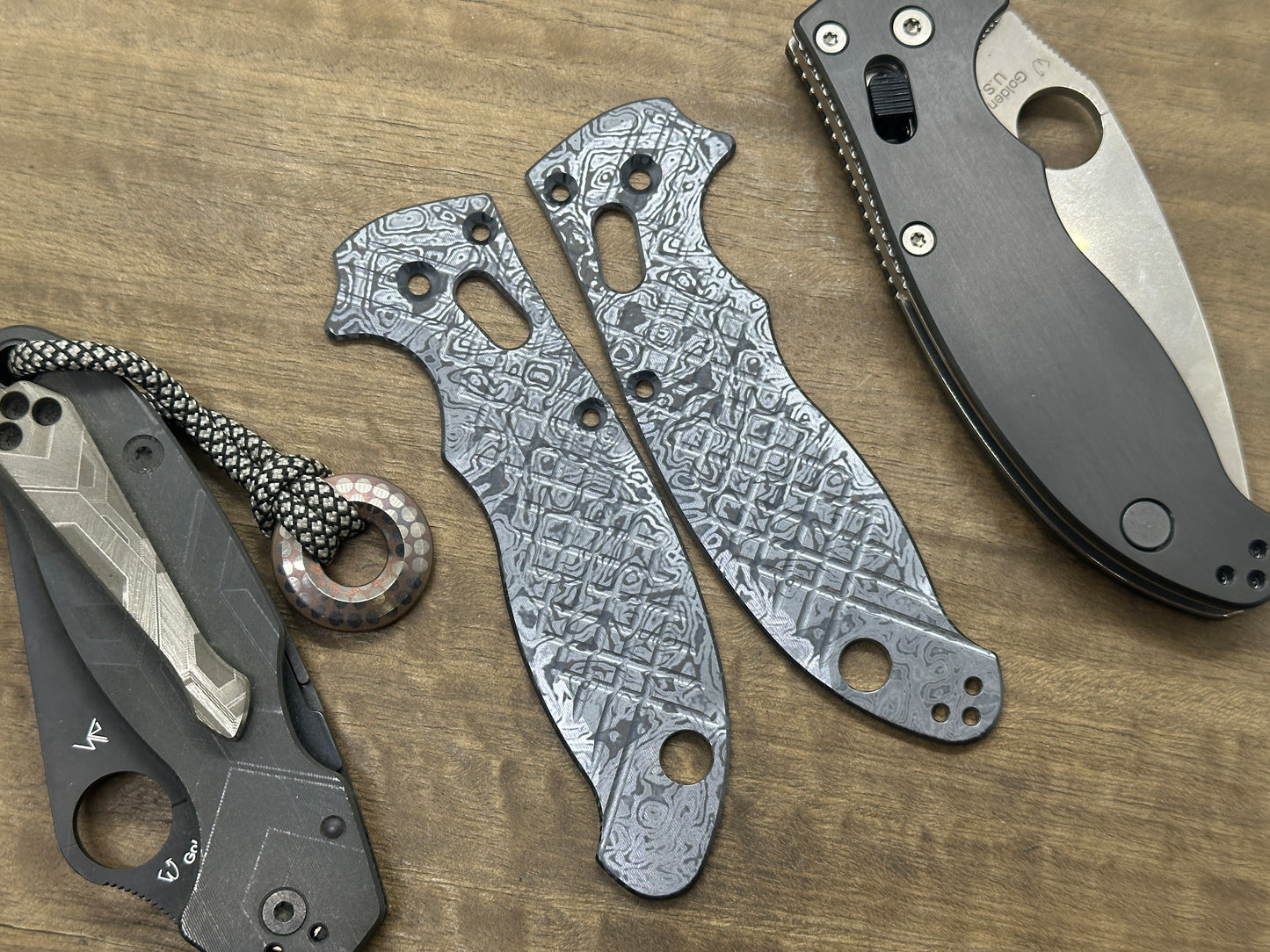 Black ALIEN FRAG Cnc milled Titanium scales for Spyderco MANIX 2