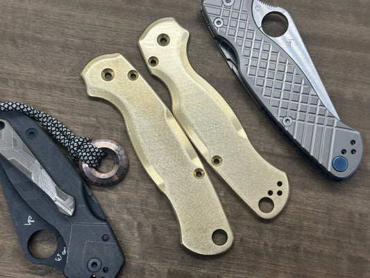 Proprietary Deep Brushed Brass Scales for Spyderco Paramilitary 2 PM2