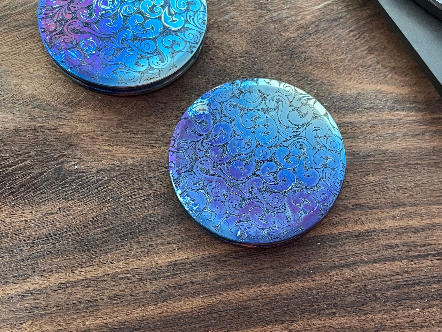 Flamed VICTORIA HAPTIC Coins CLICKY Titanium Haptic Slider Fidget