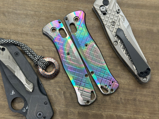 Oil Slick Polished FRAG Cnc milled Titanium Scales for Benchmade Bugout 535