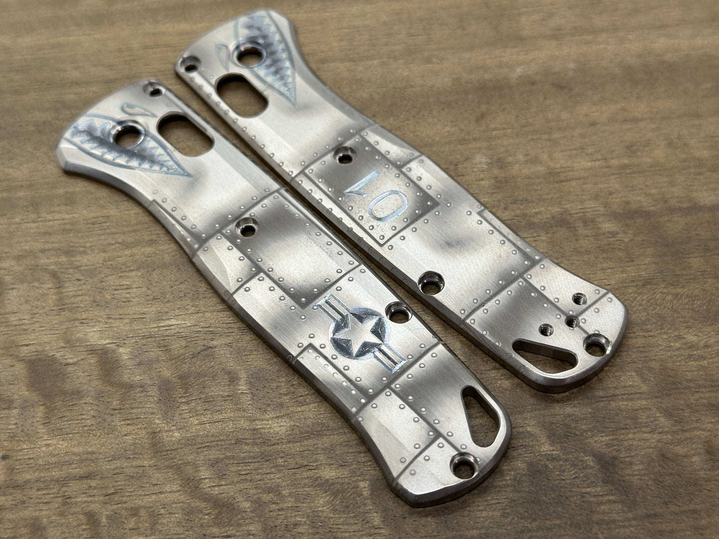 P40 Riveted Airplane Titanium Scales for Benchmade Bugout 535