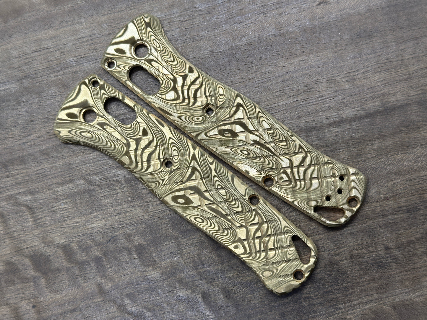 Dama FISH pattern engraved FRAG milled Brass Scales for Benchmade Bugout 535