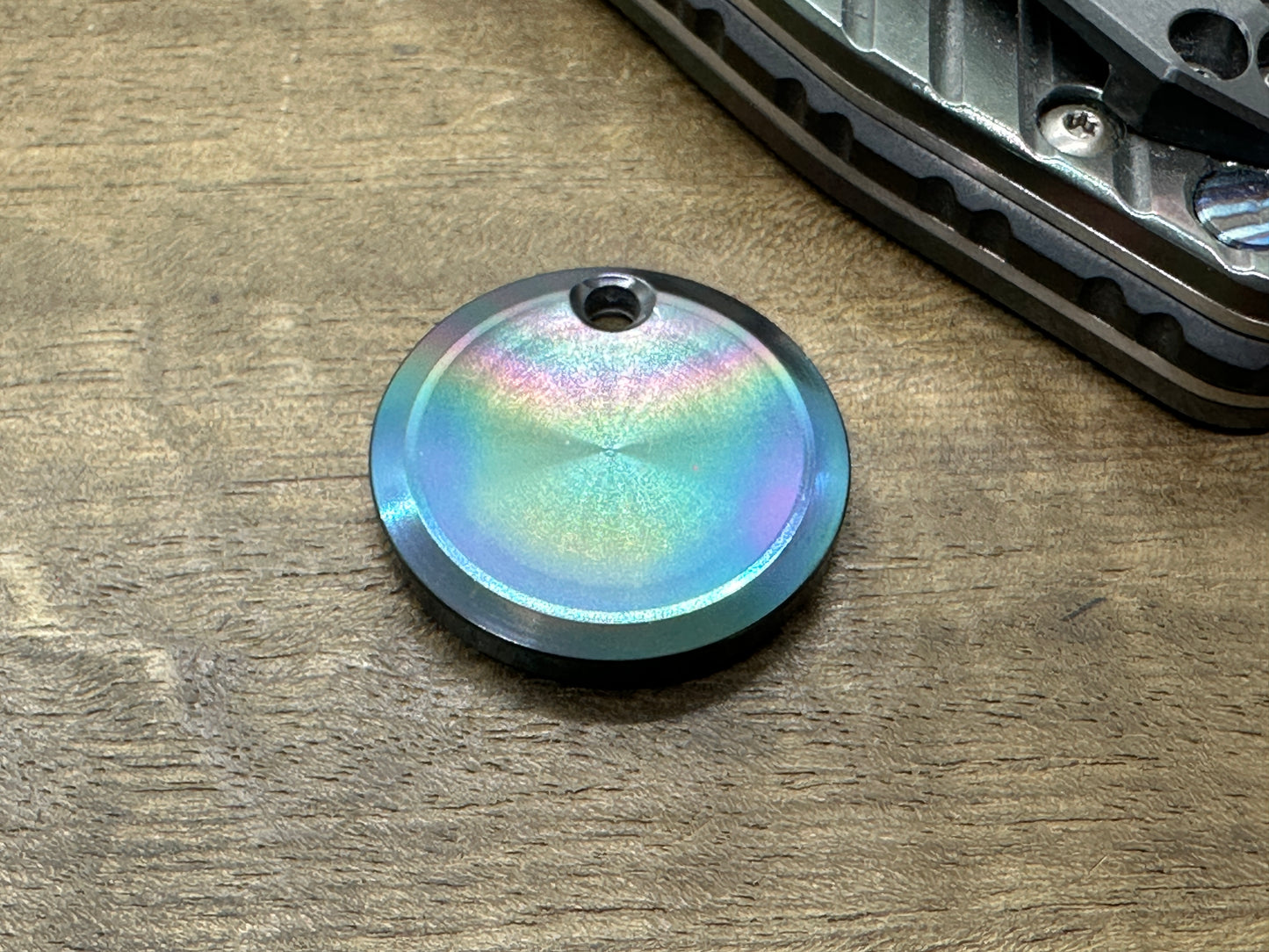 Oil Slick Black Zirconium Pendant Keychain