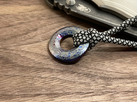 ALIEN Flamed Heat ano engraved TITANIUM lanyard bead Paracord bead Beard bead