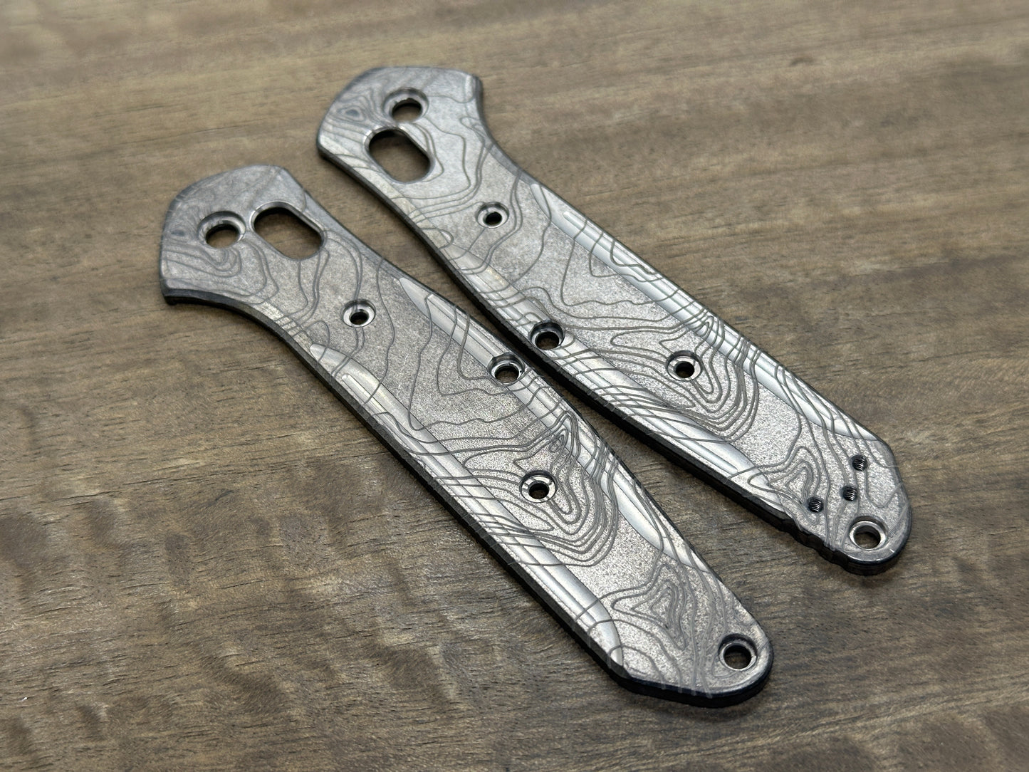 Battleworn TOPO engraved Titanium Scales for Benchmade 940 Osborne